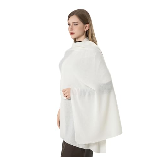 Cashmere Wrap Soft Knitted Scarf Stole for Women Airplane Travel Blanket Shawl 87x28 IN Extra Large Pashmina - color: White