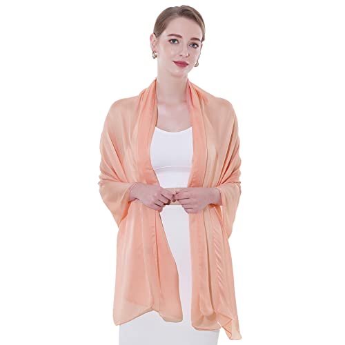 Womens Scarf Pashmina Shawls and Wraps for Evening Dresses Like Chiffon Silk Scarf for Bridal Weddings - color: Peach Beige