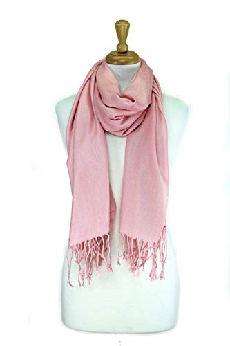 Luxurious Pashmina Feel Scarf & Shawl - Soft Solid Color Wrap for Weddings, Evening Dresses, Gifts - color: L Pink