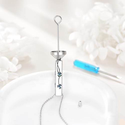 Cremation Urn Necklaces for Ashes Sterling Silver 3D Vertical Bar Memorial Pendant for Loved Ones Keepsake Cremation Jewelry Gifts for Women Men - style: Clover
