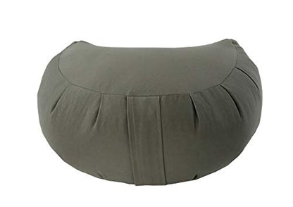 Kapok Crescent Zafu Meditation Cushion, Olive - color: Olive