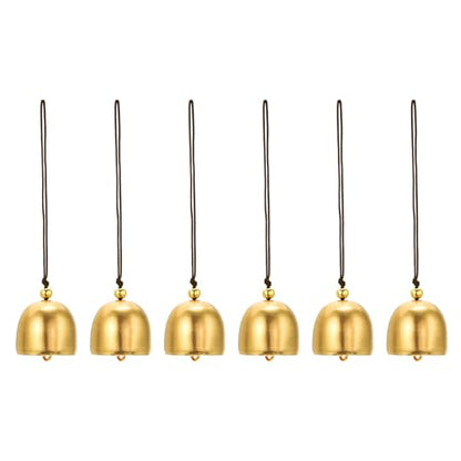 PATIKIL 6 Pcs Wind Chime, Hanging Bells Temple Bells Retro Outdoor Hanging Metal Chinese Wind Chime Round for Outside Garden Camping, Gold Brown - color: Gold Brown