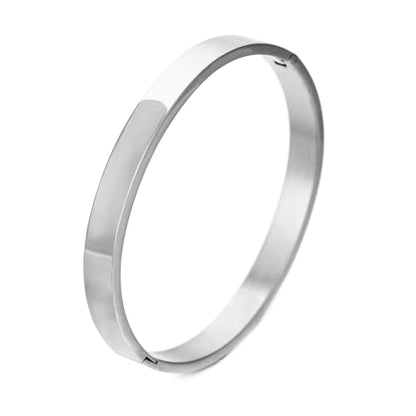 Gold Bangle for Women - 18K Gold Plated Stainless Steel Love Friendship Crystal Bracelets with Cubic Zirconia - color: C-8mm SILVER