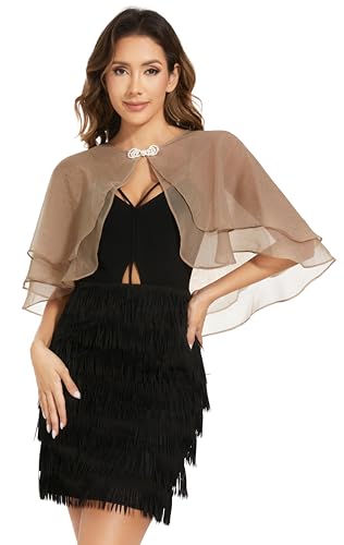 Women's Sheer Tencel Shawls and Wraps for Evening Dresses Soft Wedding Cape Lightweight Bridesmaid Scarves Cover Up - color: Deep Camel