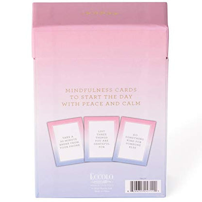 WORLD TRAVELER Eccolo Mindful Mornings - 60 Mindfulness Cards - Self Care Cards for Peace, Calm, Daily Positive Thoughts and Affirmations - Mindfulness Gifts & Positive Affirmations Cards for Women