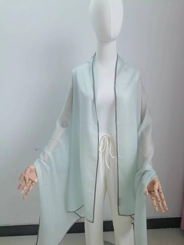 Luxury Cashmere Pashmina Style Shawl - Silk & Wool Blend Scarf, Lightweight Skin-Friendly Wrap - color: Light Blue