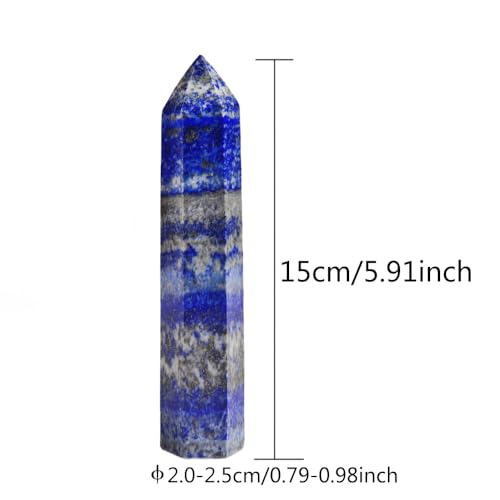 Natural Stone and Crystals Point Wand Reiki Healing Stone Rose Quartz Amethyst Home Decor Mineral Stones Crafts (5.9inch Wand Lapis Lazuli) - color: 5.9inch Wand Lapis Lazuli
