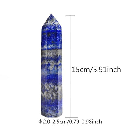Natural Stone and Crystals Point Wand Reiki Healing Stone Rose Quartz Amethyst Home Decor Mineral Stones Crafts (5.9inch Wand Lapis Lazuli) - color: 5.9inch Wand Lapis Lazuli