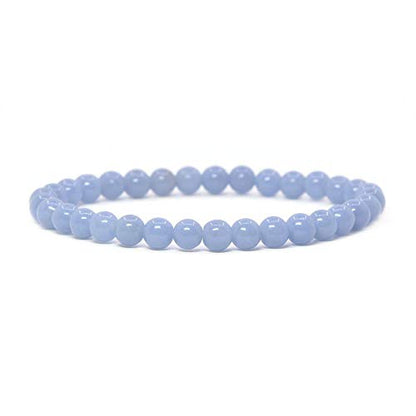 Justinstones Gem Semi Precious Gemstone 6mm Round Beads Stretch Bracelet 6.5 Inch - color: Angelite