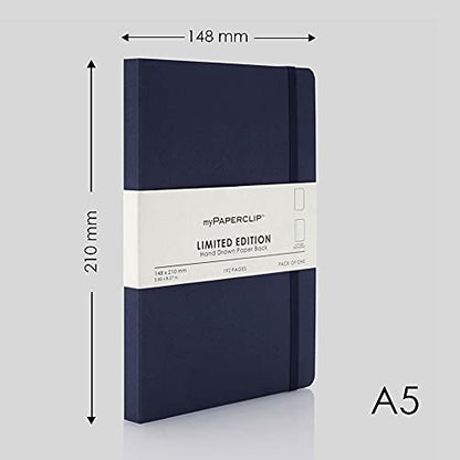 myPAPERCLIP Limited Edition A5 Plain Notebook | 192 Pages, 100 GSM, Soft Cover, A5 (5.83 × 8.27 in) | Flat Lay | Bookmark & Elastic Closure | Blueberry - color: Blue-Berry, style: Plain