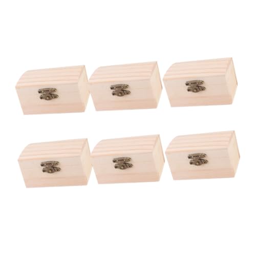 Ipetboom 6pcs Mini Storage Box Rectangular Natural Wood Organizer for Jewelry and Items for Desk and Table Use