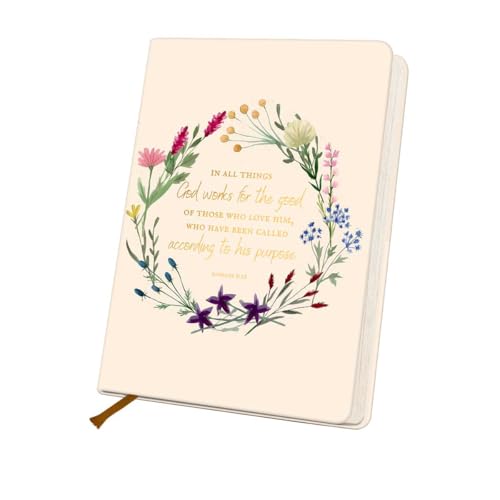 Bible Verse Lined Journal Notebook for Women Men, 200 Pages A5 Hardcover Leather Journals for Writing Note Taking, Watercolor Wreath College Ruled Notebook Diary Notepad, Christian Gifts - color: Multi 1291