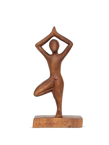 G6 Collection 8" Wooden Handmade Abstract Sculpture Art Decorative Home Decor Handcrafted Figurine Accent Decoration Artwork Hand Carved, Tree Pose - style: Tree Pose