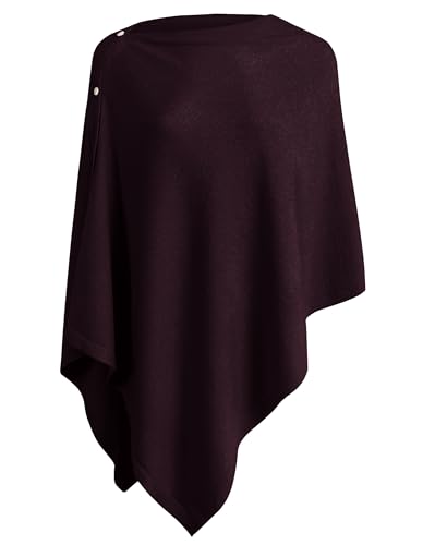 PULI Women's Versatile Knitted Shawls Scarf Poncho Sweater with Buttons Lightweight Spring Summer Fall Wraps - color: A-burgundy