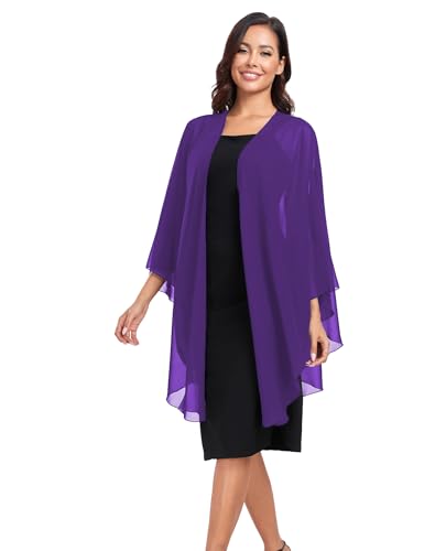 TONGFANTFL Shawls Wraps for Evening Wedding Party Chiffon Scarf Soft Bridal Wraps Wedding Guest Shawl Coverage - color: Purple