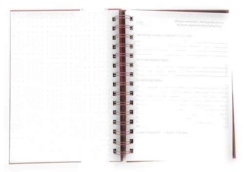 Spiral Bulleted Journal - Pink Daily Task Notebook - 192 Pages - 6 x 8.25 Inch