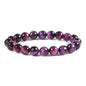 Justinstones Gemstone Crystals Chakra Beads Bracelet Crystal Healing 10mm Round Stretchable Bracelet for Her Gift - color: Faceted Dyed Purple Tiger Eye