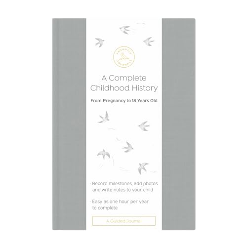Promptly Journals, A Complete Childhood History: From Pregnancy to 18 Years Old (Grey, Linen) | Baby Book and Pregnancy Journal | Baby Memory Book - color: Grey