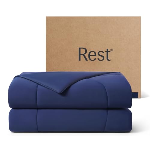 REST® Evercool® Cooling Comforter, King/Cali King, Blanket for Hot Sleepers, All Season Bedding to Keep Cool for Night Sweats, Breathable Lightweight Duvet, 106x90 Inches, Midnight Blue - color: Midnight Blue, size: King / Cali King (106"x90")