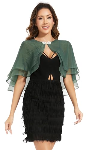 Women's Sheer Tencel Shawls and Wraps for Evening Dresses Soft Wedding Cape Lightweight Bridesmaid Scarves Cover Up - color: Dark Green