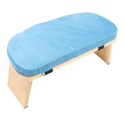 ZJchao Wooden Meditation Bench Detachable Ergonomic Kneeling Stool for Yoga and Meditation with Soft Cushion and Carry Bag Solid Wood Cotton Home Practice (Blue) - color: Blue