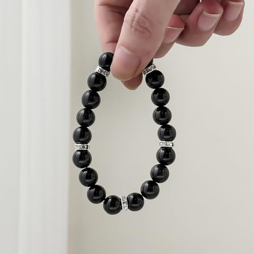 Healing Bracelet For Women Anxiety Crystal Bracelet Chakra Beaded Bracelets Rose Quartz Crystals And Healing Stones Yoga Bead Bracelet Calming Stretch Bracelet Stress Relief Gifts For Women - color: Black-Cat Eye
