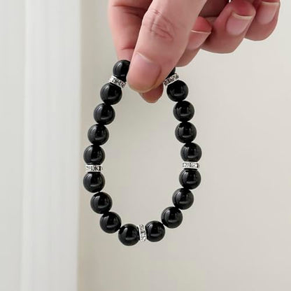 Healing Bracelet For Women Anxiety Crystal Bracelet Chakra Beaded Bracelets Rose Quartz Crystals And Healing Stones Yoga Bead Bracelet Calming Stretch Bracelet Stress Relief Gifts For Women - color: Black-Cat Eye