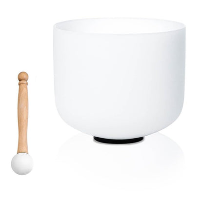 8 inch 432hz White E Note Solar Plexus Chakra Quartz Crystal Singing Bowl, for Healing Mindfulness Meditation Yoga Sound Baths, with Rubber Mallet O-ring - color: White E Note, size: 8 inch