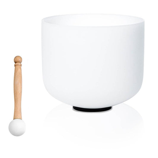 8 inch 432hz White E Note Solar Plexus Chakra Quartz Crystal Singing Bowl, for Healing Mindfulness Meditation Yoga Sound Baths, with Rubber Mallet O-ring - color: White E Note, size: 8 inch