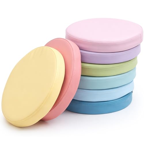 Juexica 8 Pcs Extra Thick Flexible Seating Floor Cushion Assorted Colored Floor Pillow Classroom Seat Cushion Soft Classroom Seating for Kid Learning(Macaron Color,13.8 x 13.8 x 2 Inch,Round) - color: Macaron Color
