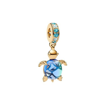 Prayer Cross Elephant Airplane Suitcase Charm 925 Sterling Silver Charms fits for Bracelets Necklace Pendant Bead Charms Jewelry Gift for Women Family - color: Golden Turtle Charm