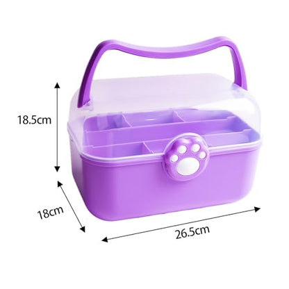 Multipurpose Storage Container Hair Accessories Organizer Lockable Cute with Handle Art Craft Organizer for Headband Earrings, Violet
