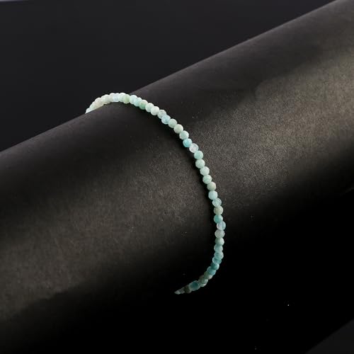 Natural Gemstone Beaded Bracelet, Microfaceted Crystals, Handmade Dainty Jewelry, Bohemian Plated Bracelet-Gift - style: Amazonite Stone