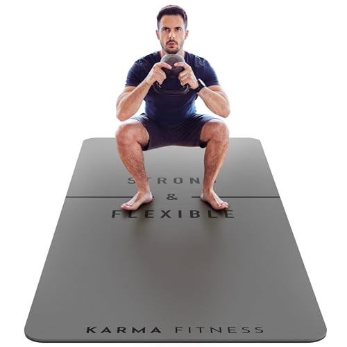Large Exercise Mat – Extra Thick 10mm Workout Mat (72"x32") – Non-Slip TPE Yoga Mat for Women & Men – Pilates, HIIT, Fitness & Home Gym Mat – Includes Free Carry Bag - color: Grey - Printed