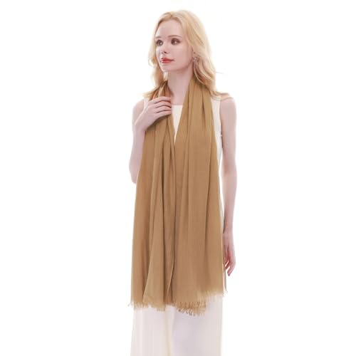 RIIQIICHY Scarf for Women Lightweight Solid Color Long Fashion Gauze Scarves Shawl Wrap - color: Camel