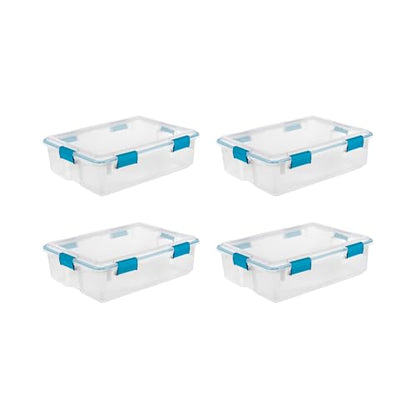 Sterilite 4-Pack Gasket Box, Home Storage Organizer Bins with Lids, 37 Quart – Stackable Clear Plastic Containers for Bedroom, Bathroom, Garage, Basement, or Attic - size: 37 Quart, style: 4 Pack