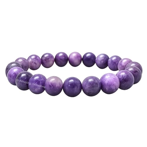Amazing Gemstone Crystal Bracelet for Women Men's Gifts - Protection Healing Crystal Bracelet - 8mm Gemstone Beaded Stretchable Bracelet Pulseras Para Hombres Mujer Stocking Stuffers Mothers Day Gift (Lepidolite) - color: Lepidolite