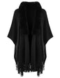 Ferand Shawl Wraps for Women, Cozy Lightweight Poncho Cape with Pockets, Warm for Fall Winter Travel - color: Black With Faux Fur Collar