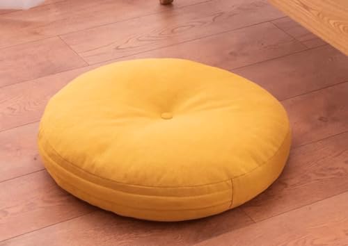 Round Seat Cushion,Japanese Futon,Large Cotton Linen Tatami Floor Pillow,Thicken Tufted Cotton Seat Cushion,Solid Color Floor Cushion,Yoga Meditation Cushion Balc(Size:60x60cm(24x24inch),Color:Yellow) - color: Yellow, size: 60x60cm(24x24inch)