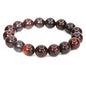 Keleny Semi Precious Stones Natural Gemstones 12mm Round Beads Crystal Stretch Bracelets 7 Inch Unisex - color: Red Flame Jasper