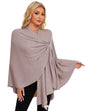 PULI Womens Elegant Cross Front Shawl Wraps Knitted Ponchos Cape Light Weight Poncho Sweater Soft Warm Travel Wraps - color: Oatmeal
