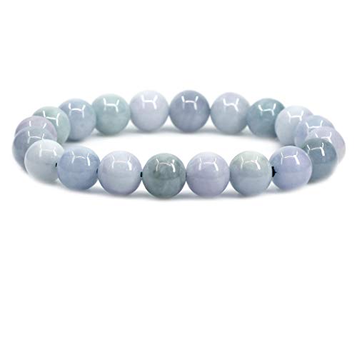 Amandastone Natural Gemstone 10mm Round Beads Stretch Bracelet 7 Inch - color: Green White Jasper