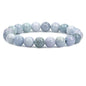 Amandastone Natural Gemstone 10mm Round Beads Stretch Bracelet 7 Inch - color: Green White Jasper