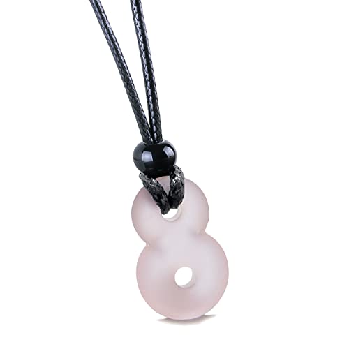 Infinity Necklace - Sea Glass Jewelry - Positive Vibes Collection - Cute Meditation Crystals - Spiritual Gifts for Yoga Lovers - High Vibration Tibetan Symbols - Cool and Trendy Good Luck Amulets - color: Pastel Pink Sea Glass Crystal