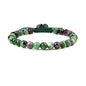 Keleny Natural Gemtone 6mm Round Beads Crystal Adjustable Braided Macrame Tassels Bracelets Unisex - color: Green Ruby in Zoisite