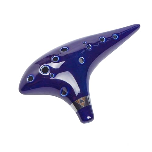 “Ocean Notes” 12 Hole Sweet Potato Ocarina Graceful Shape Pottery Ocarina in Alto C (Royal Blue) - style: Royal Blue