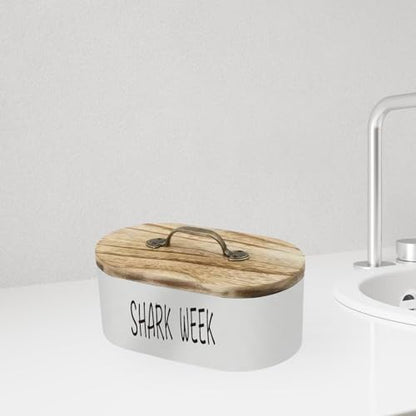 Wooden Desktop Storage Box Jewelry Organizer with Handle Cover, Multipurpose Oval Container for Bathroom Dresser Countertop, Black, A Size- B White