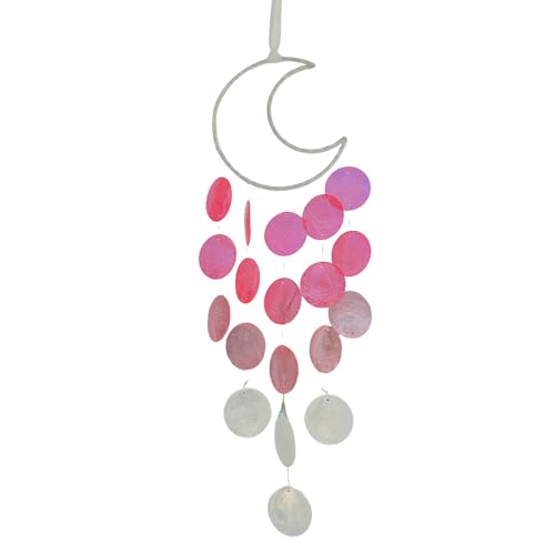 Wind Chimes for Outside, Handcrafted Capiz Shells Wind Chime for Indoor Outdoor, Garden Decoration of Coastal Style, Great Gift for Shells Wind Chimes Lovers and More (Pink) - color: Pink