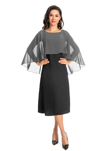 Baoqiya Women's Capelet Shawls and Wraps for Evening Dresses Soft Bridesmaid Shawl Chiffon Cape Wedding Cover Up - color: Dark Grey