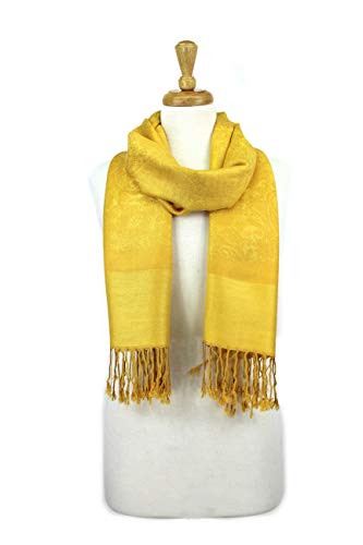 PASKMLNA Paisley Jacquard Pashmina Shawl Wrap Scarf Stole - color: Gold
